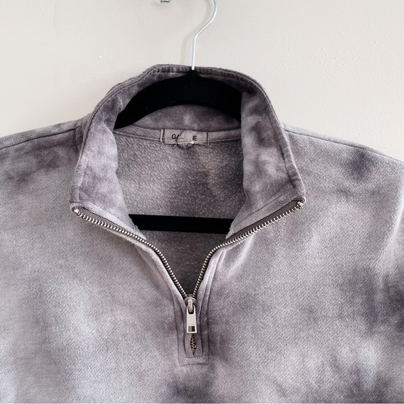 Garage Cropped Grey Tie Dye Quarter Zip Sweater - Picture 2 of 6